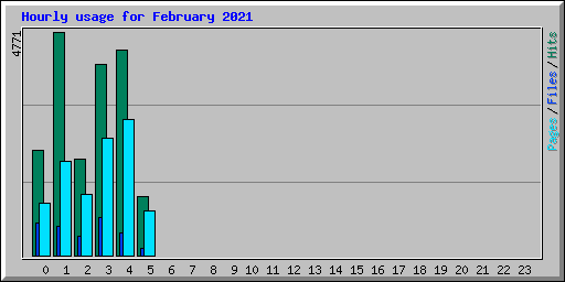 Hourly usage for February 2021