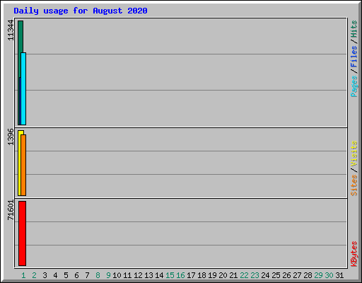 Daily usage for August 2020