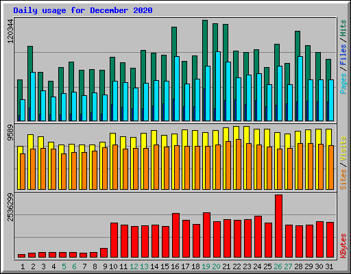 Daily usage for December 2020