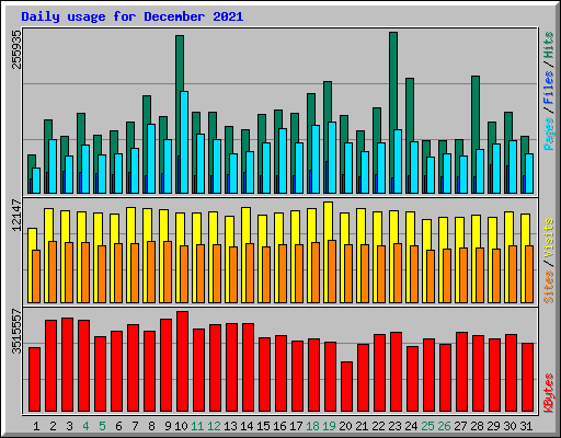 Daily usage for December 2021