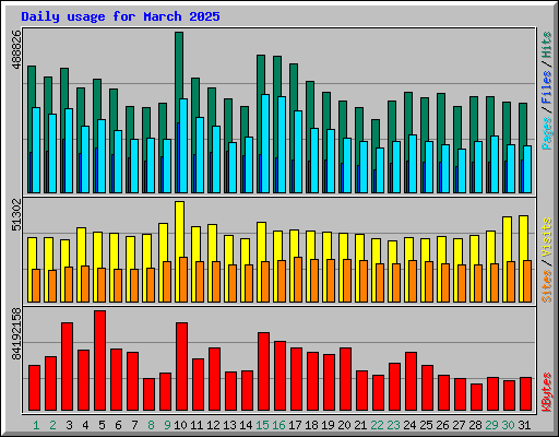 Daily usage for March 2025
