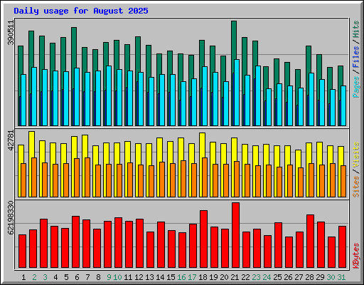 Daily usage for August 2025