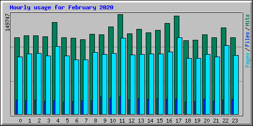 Hourly usage for February 2020