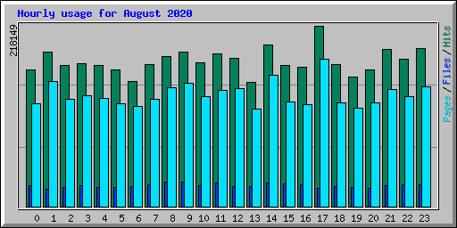 Hourly usage for August 2020