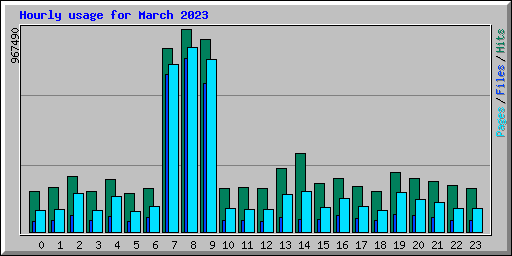 Hourly usage for March 2023