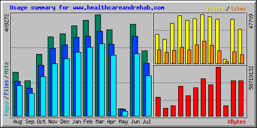Usage summary for www.healthcareandrehab.com