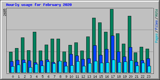 Hourly usage for February 2020