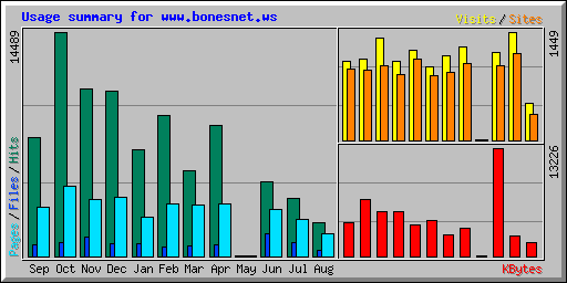 Usage summary for www.bonesnet.ws