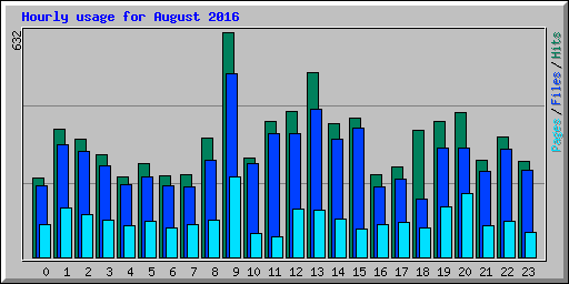 Hourly usage for August 2016