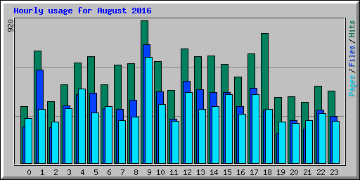 Hourly usage for August 2016