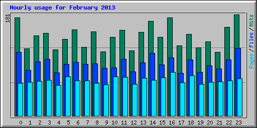 Hourly usage for February 2013