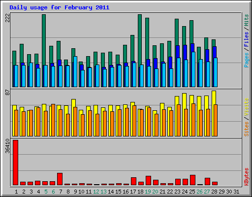 Daily usage for February 2011