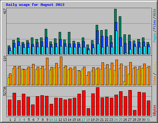 Daily usage for August 2013