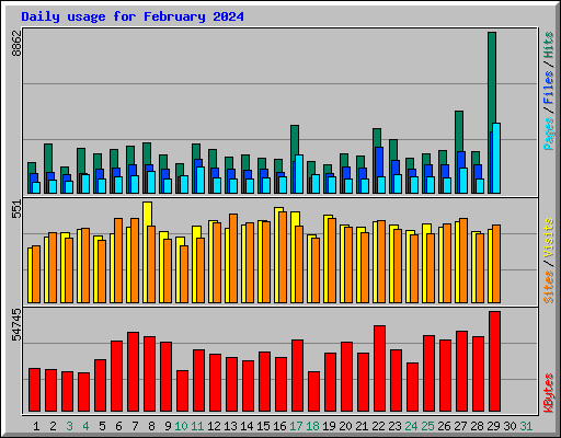 Daily usage for February 2024